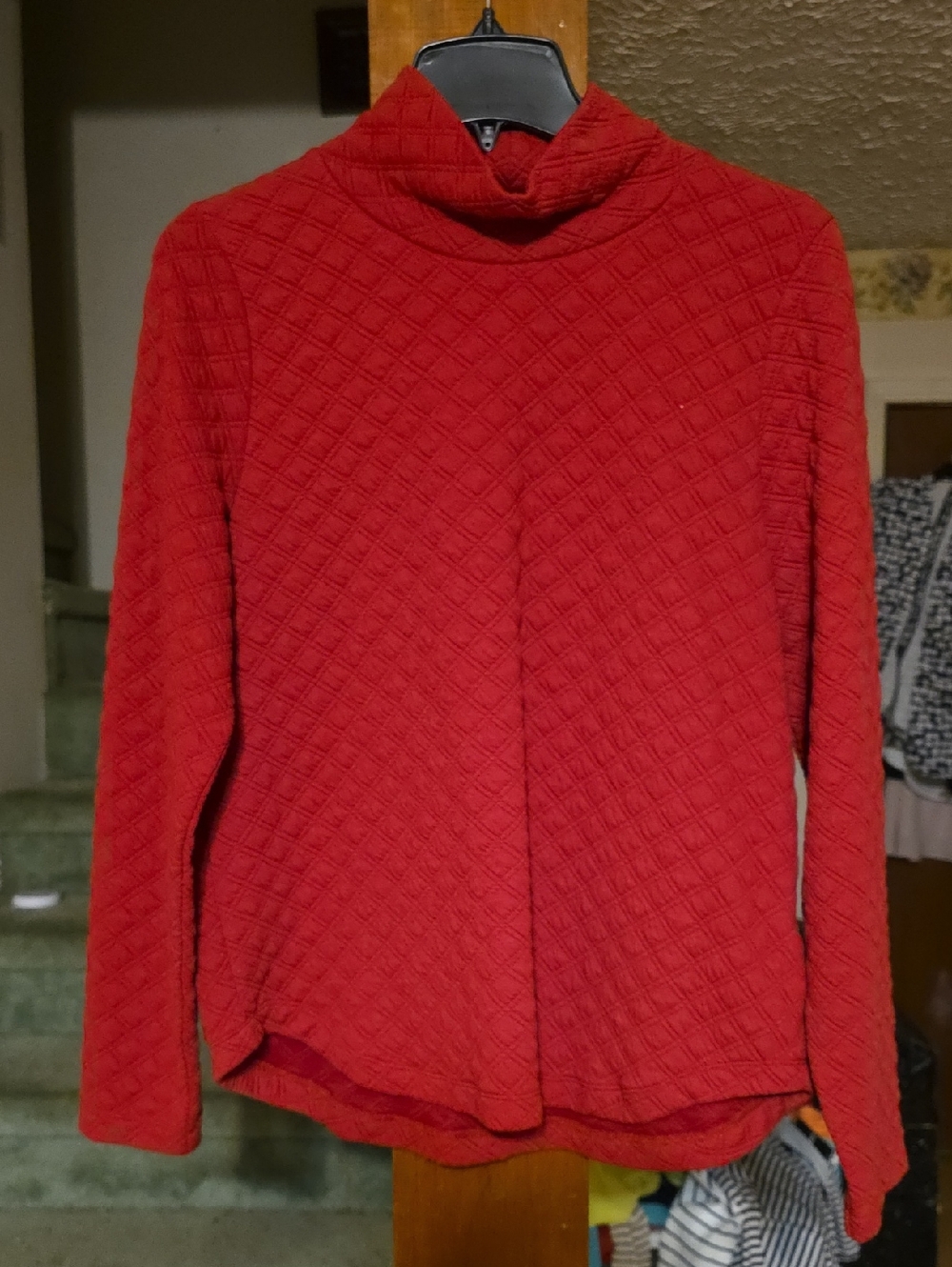 J. Crew Red Quilted Turtleneck Sweater